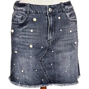 Tinsel Jean Skirt with Pearl Embellishments Size 10